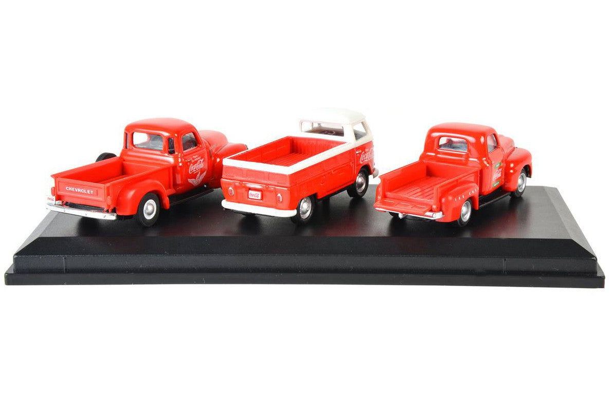 "Classic Pickups" Gift Set of 3 Pickup Trucks "Coca Cola" 1/72 Diecast Model Cars by Motorcity Classics Motorcity Classics