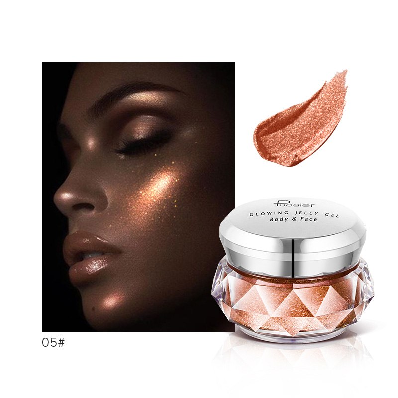 Face Highlighter Jelly Gel Mermaid Eyeshadow Glow Body Glitter Festival Makeup Iluminador Gold Liquid Highlighter Bronzer CJD