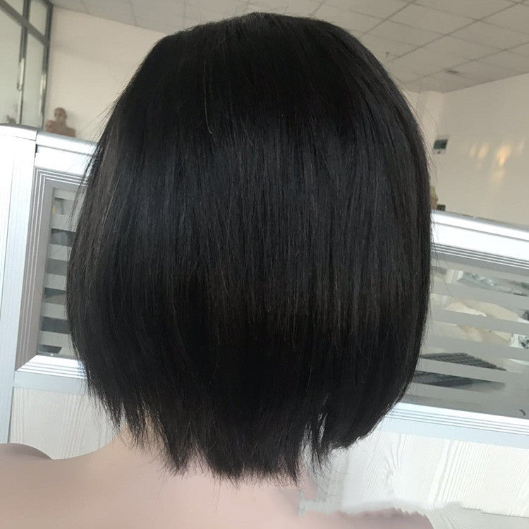 Wig Headgear Bob Wigs Real Hair Semi-woven Short Straight Hair CJD