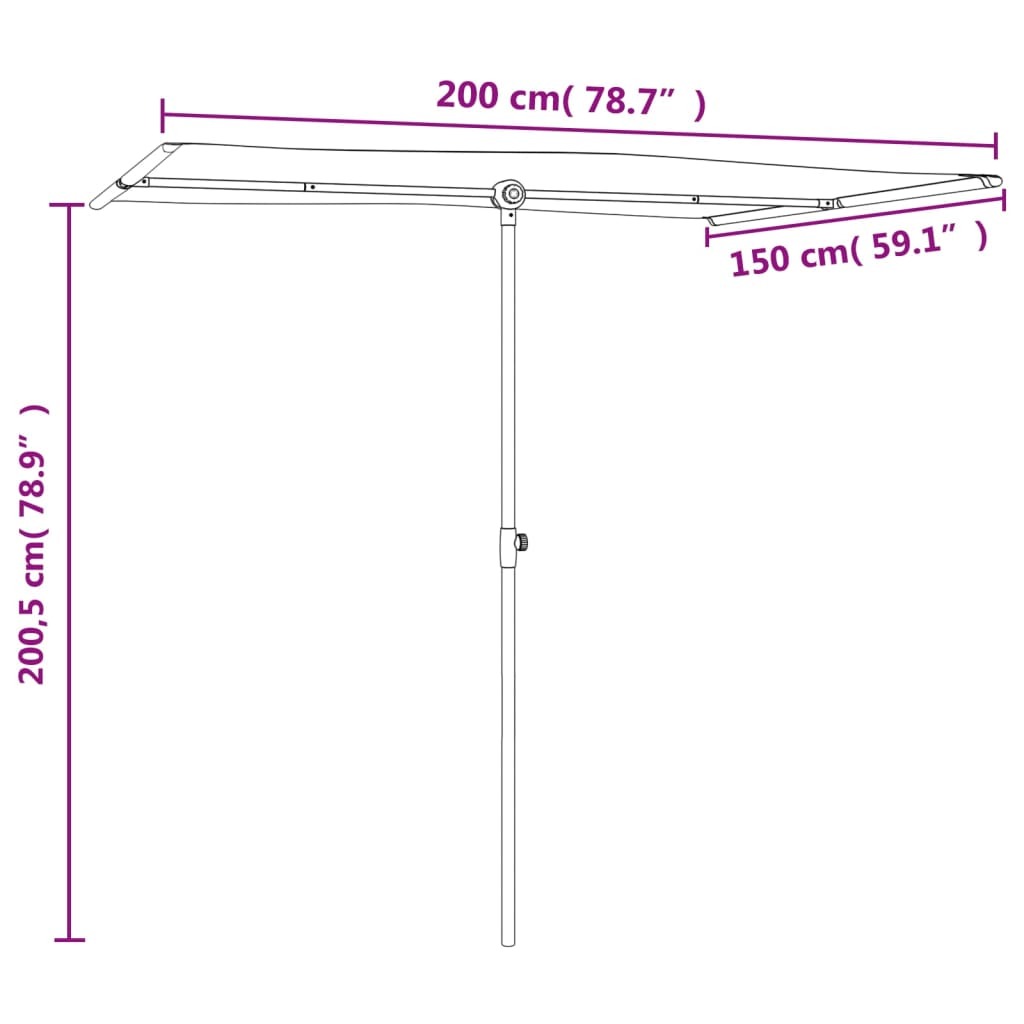 Garden Parasol with Aluminum Pole 6.6'x4.9'Anthracite W2B