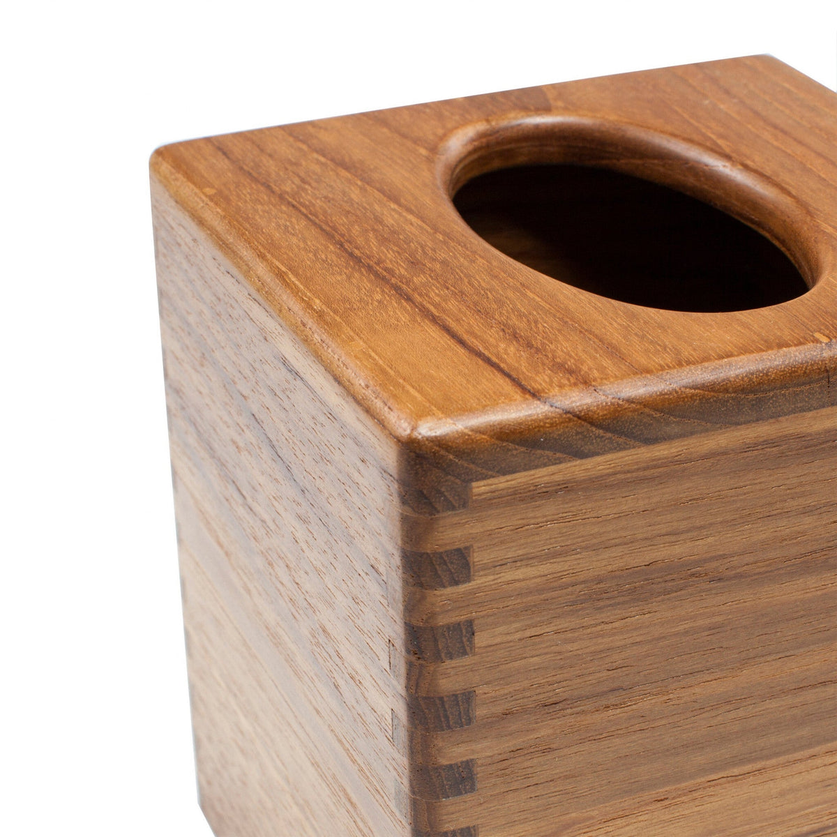 Traditional Solid Teak Square Tissue Box Cover W2B