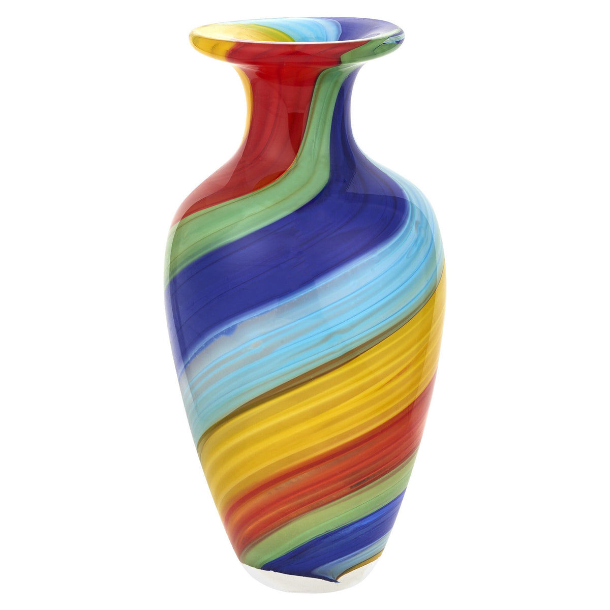 10" Rainbow Murano Glass Abstract Round Table Vase W2B