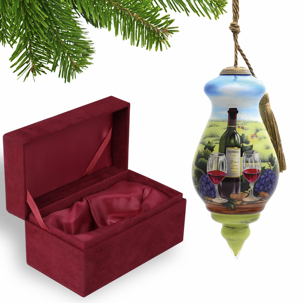 A day at the Vineyard Hand Painted Mouth Blown Glass Ornament W2B