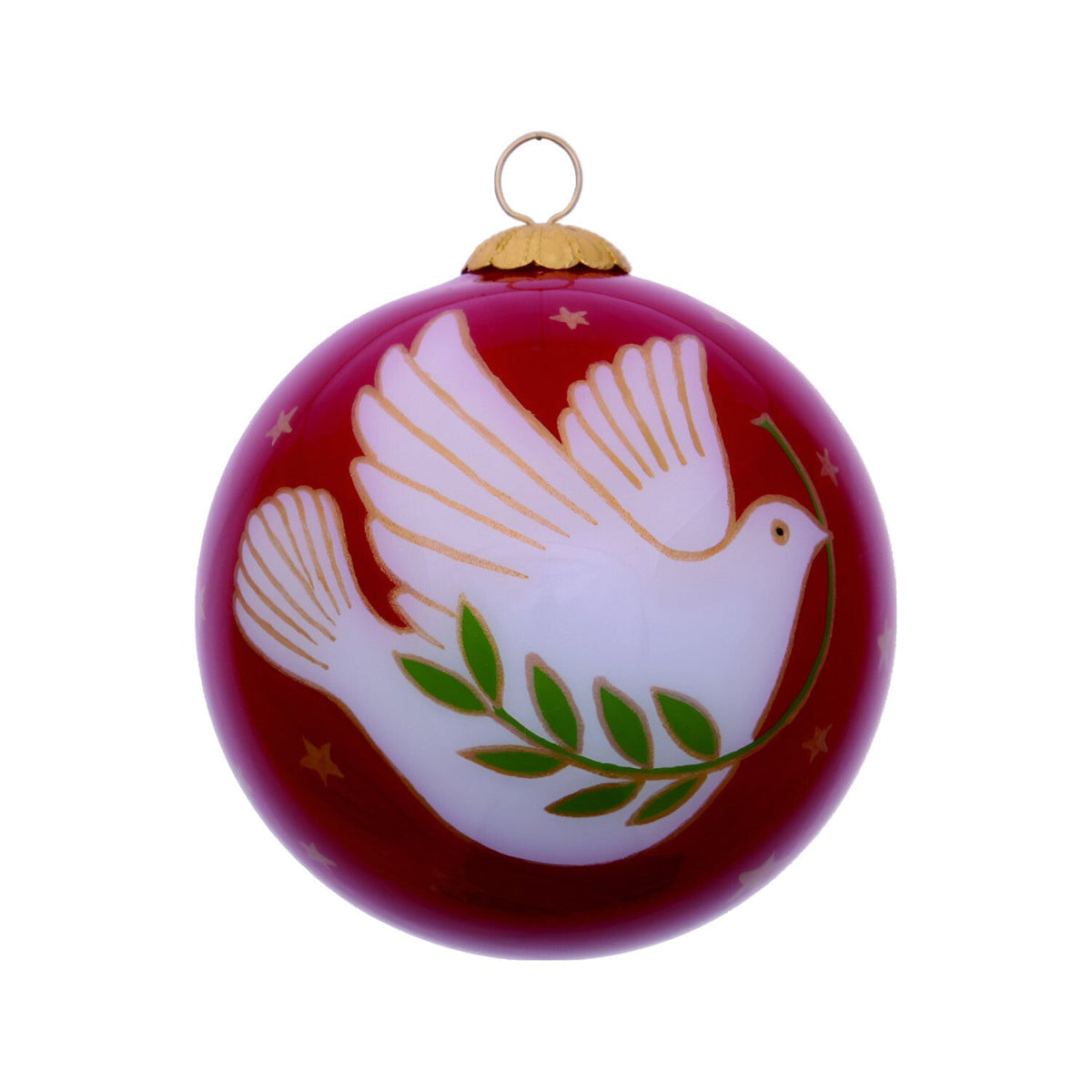 Peace on Earth Dove Hand Painted Mouth Blown Glass Ornament W2B