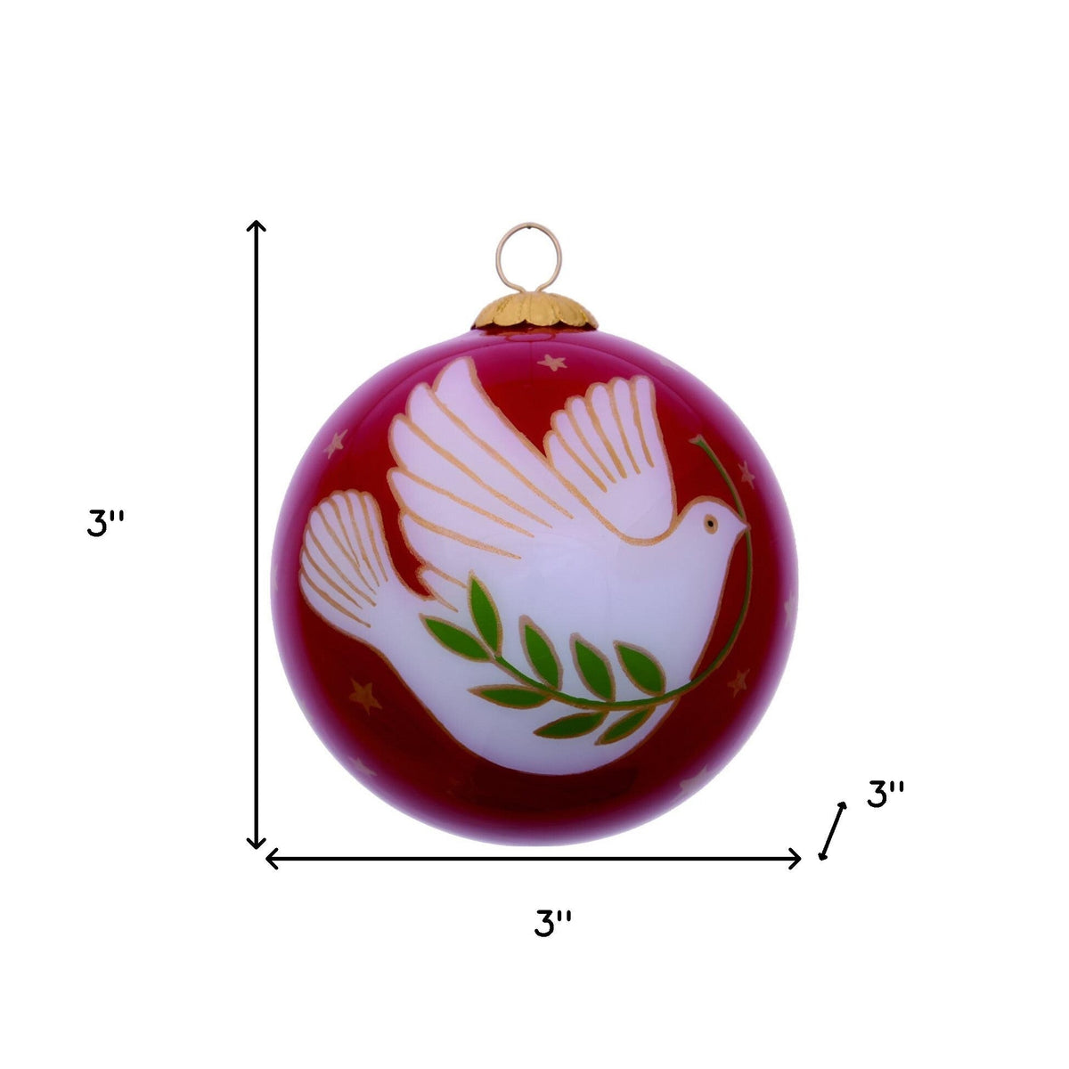 Peace on Earth Dove Hand Painted Mouth Blown Glass Ornament W2B