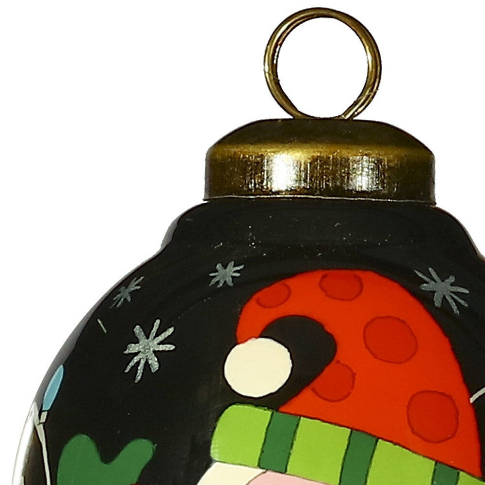 Santa in Holiday Lights Hand Painted Mouth Blown Glass Ornament W2B