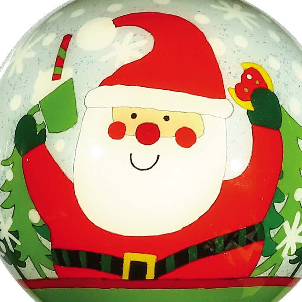 Festive Glitter Santa Hand Painted Mouth Blown Glass Ornament W2B