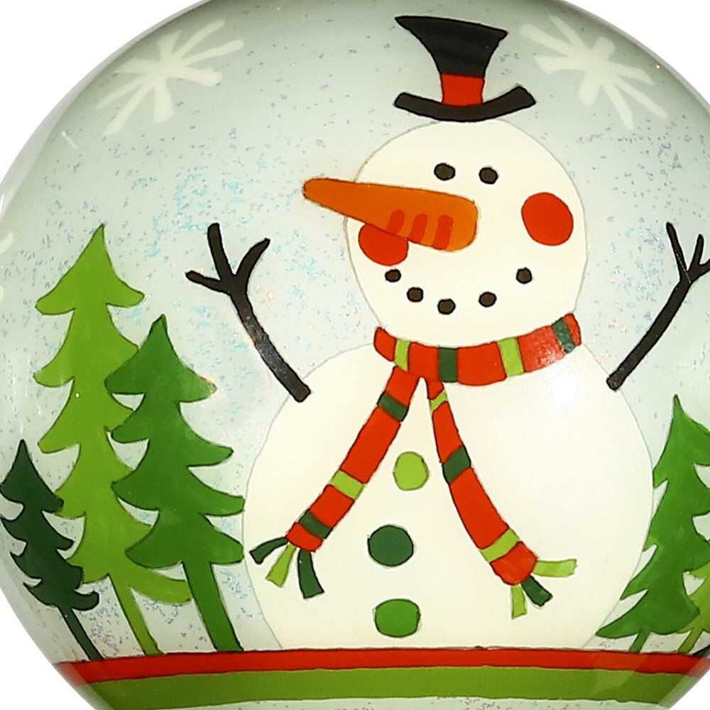 Festive Glitter Snowman Hand Painted Mouth Blown Glass Ornament W2B
