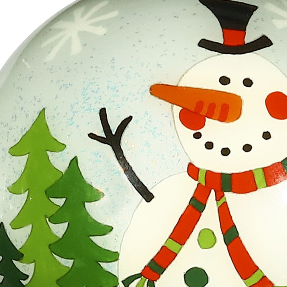 Festive Glitter Snowman Hand Painted Mouth Blown Glass Ornament W2B