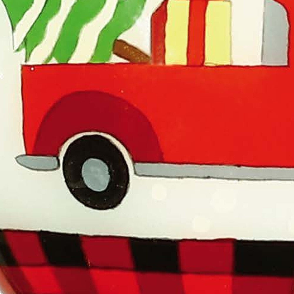 Red Pickup Truck with Presents Hand Painted Mouth Blown Glass Ornament W2B