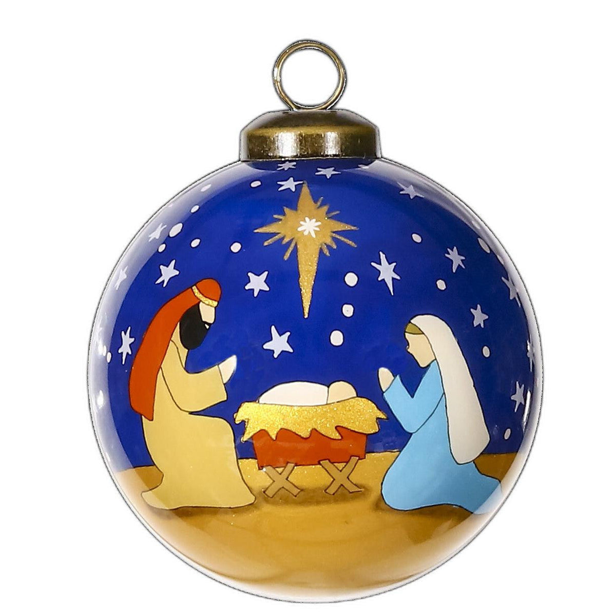 Silent Night Hand Painted Mouth Blown Glass Ornament W2B