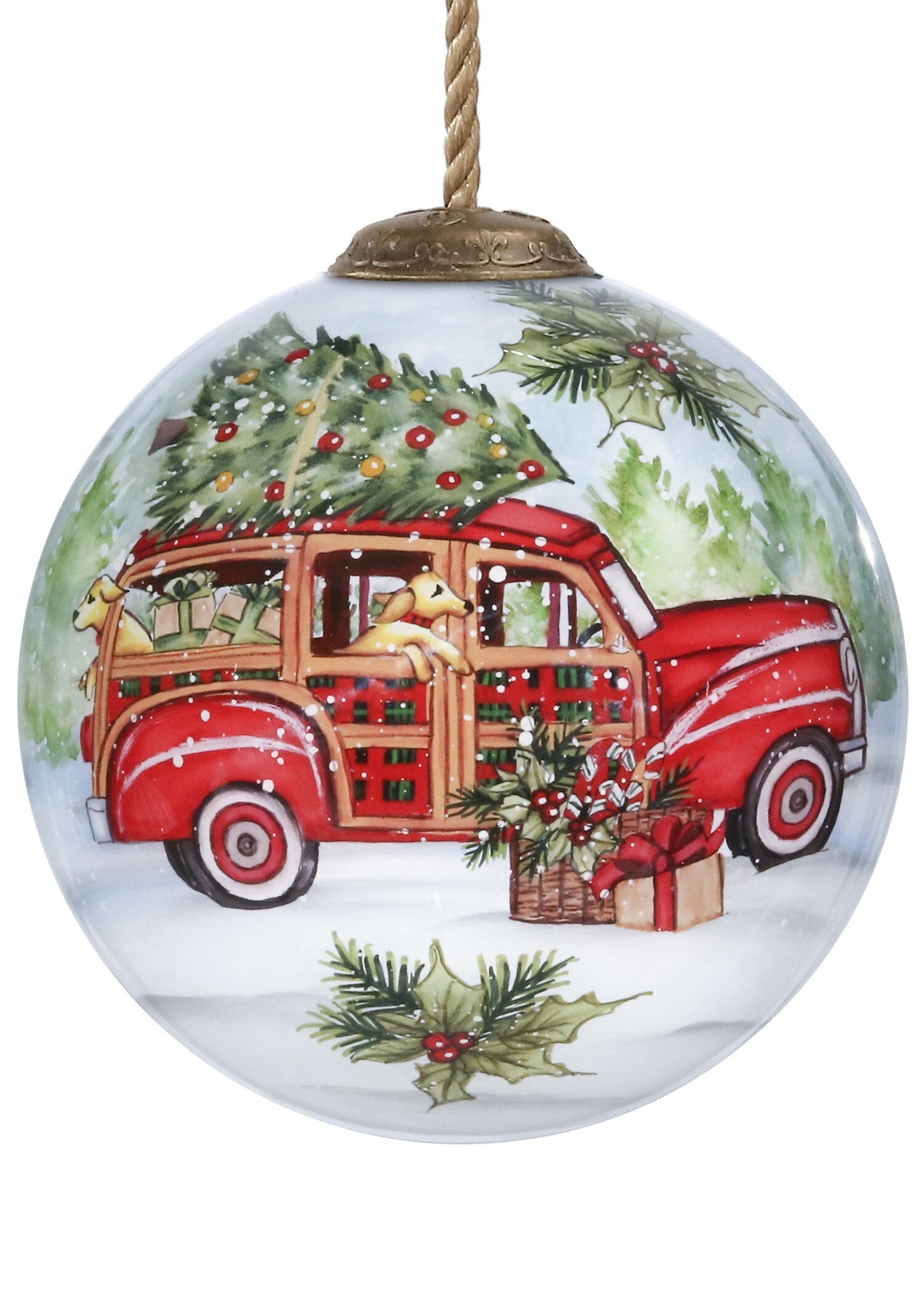 Home For Christmas Hand Painted Mouth Blown Glass Ornament W2B