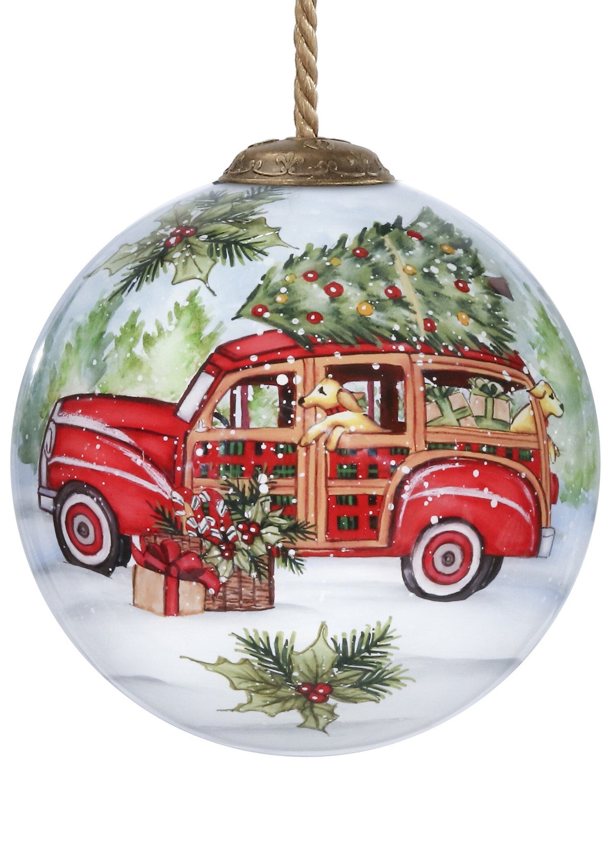 Home For Christmas Hand Painted Mouth Blown Glass Ornament W2B