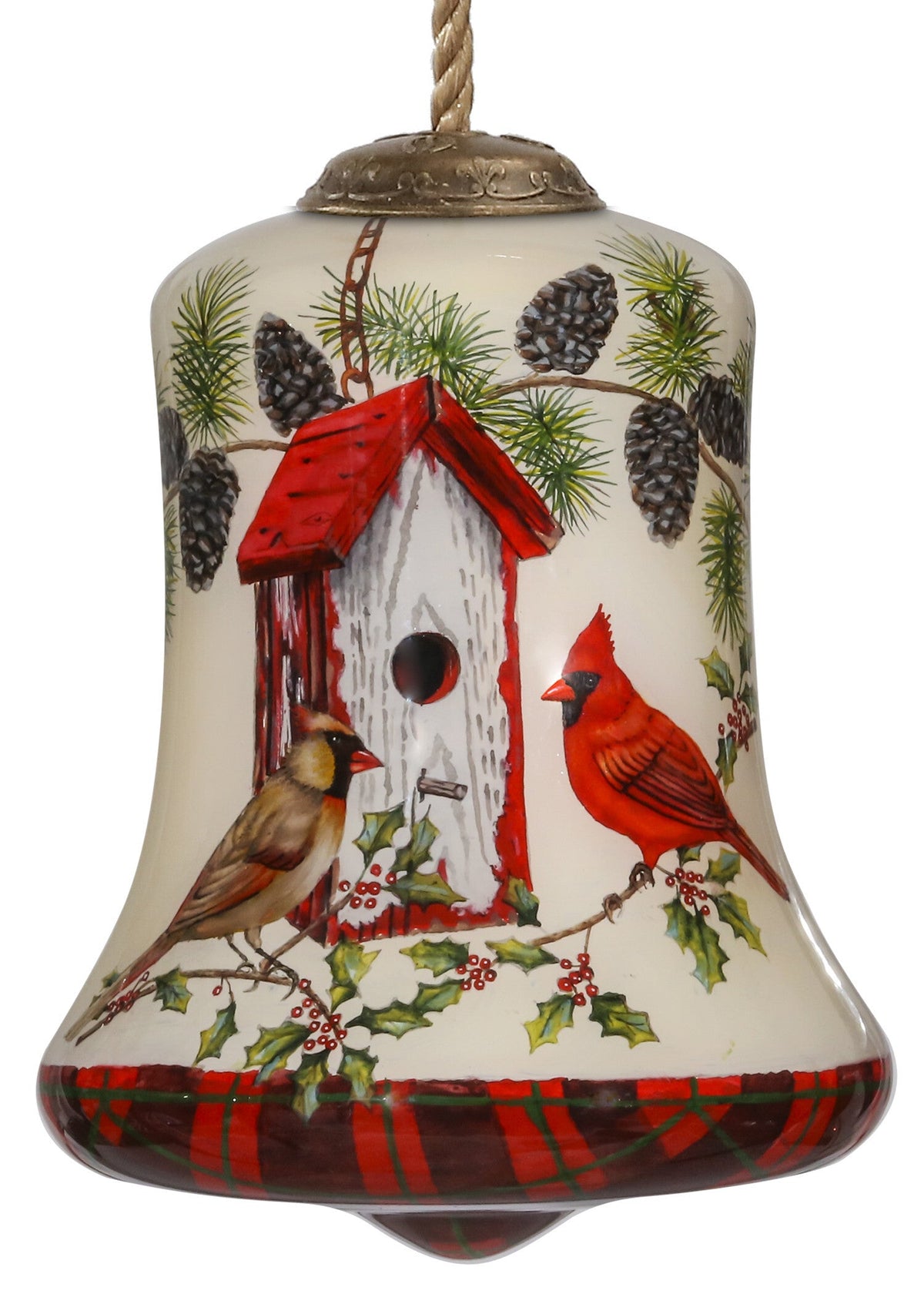 Cardinal Home Sweet Home Hand Painted Mouth Blown Glass Ornament W2B