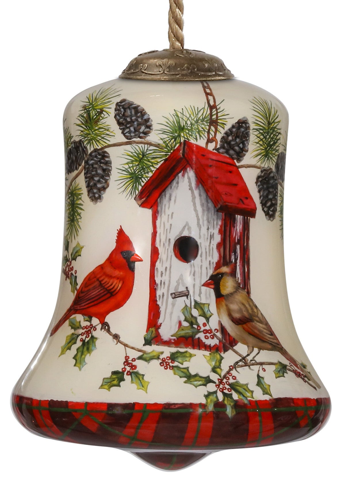 Cardinal Home Sweet Home Hand Painted Mouth Blown Glass Ornament W2B