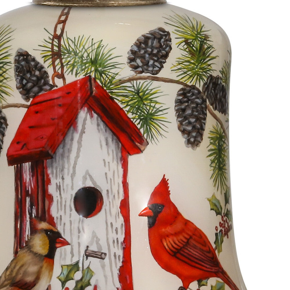 Cardinal Home Sweet Home Hand Painted Mouth Blown Glass Ornament W2B