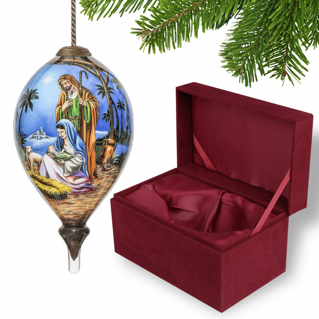 Holy Family Christmas Hand Painted Mouth Blown Glass Ornament W2B