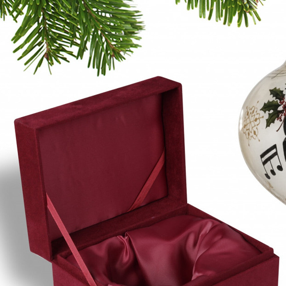 Grand Christmas Piano Hand Painted Mouth Blown Glass Ornament W2B