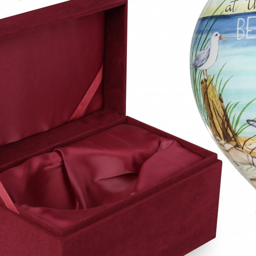 Beach Memories Hand Painted Mouth Blown Glass Ornament W2B
