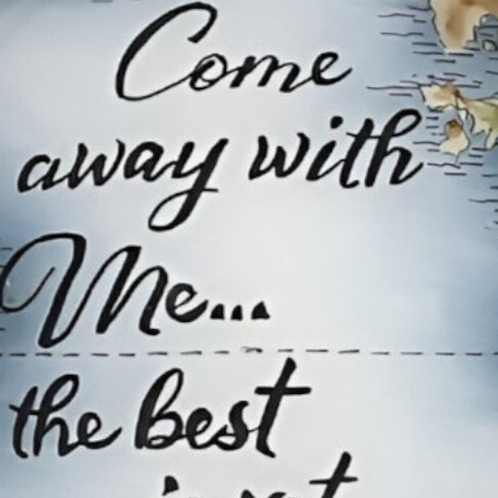 Globe Come Away with Me Hand Painted Mouth Blown Glass Ornament W2B