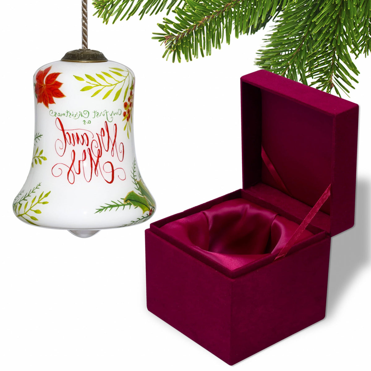 Mr. & Mrs. Our First Christmas Hand Painted Mouth Blown Glass Ornament W2B
