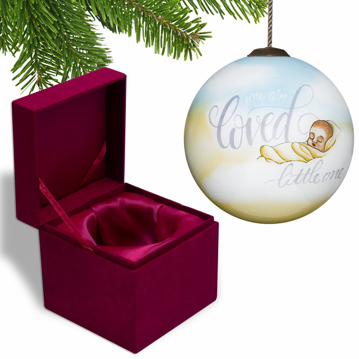 Smooth You are Loved, Little One Hand Painted Mouth Blown Glass Ornament W2B