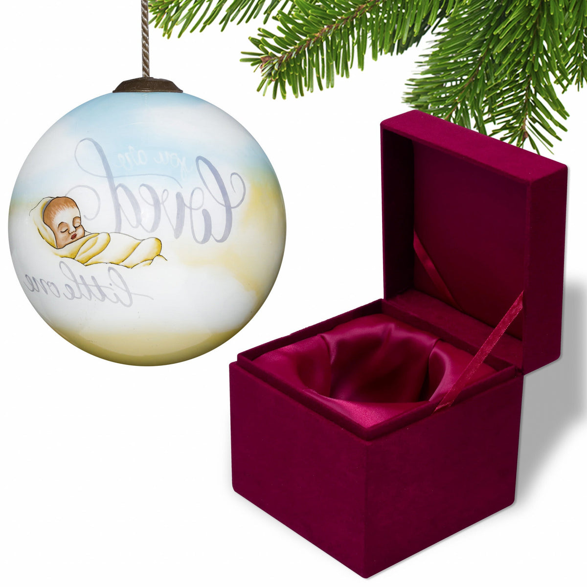 Smooth You are Loved, Little One Hand Painted Mouth Blown Glass Ornament W2B