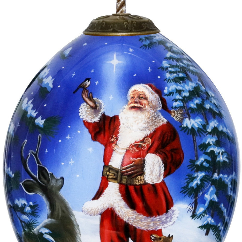 Starry Heaven and Santa Hand Painted Mouth Blown Glass Ornament W2B