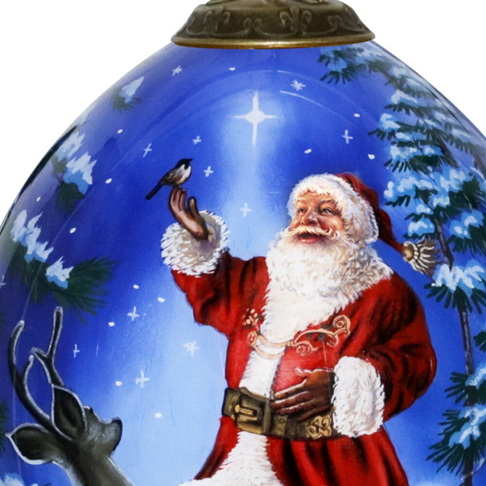 Starry Heaven and Santa Hand Painted Mouth Blown Glass Ornament W2B