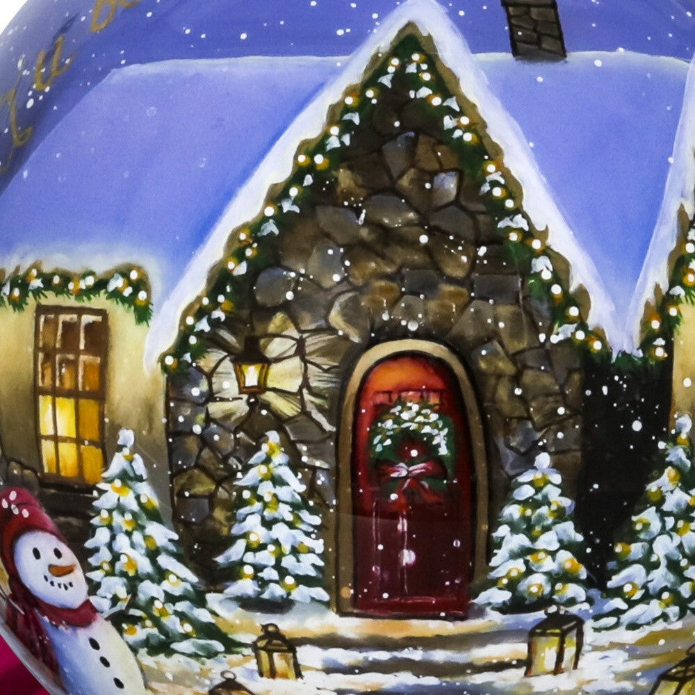 Home for Christmas Hand Painted Mouth Blown Glass Ornament W2B