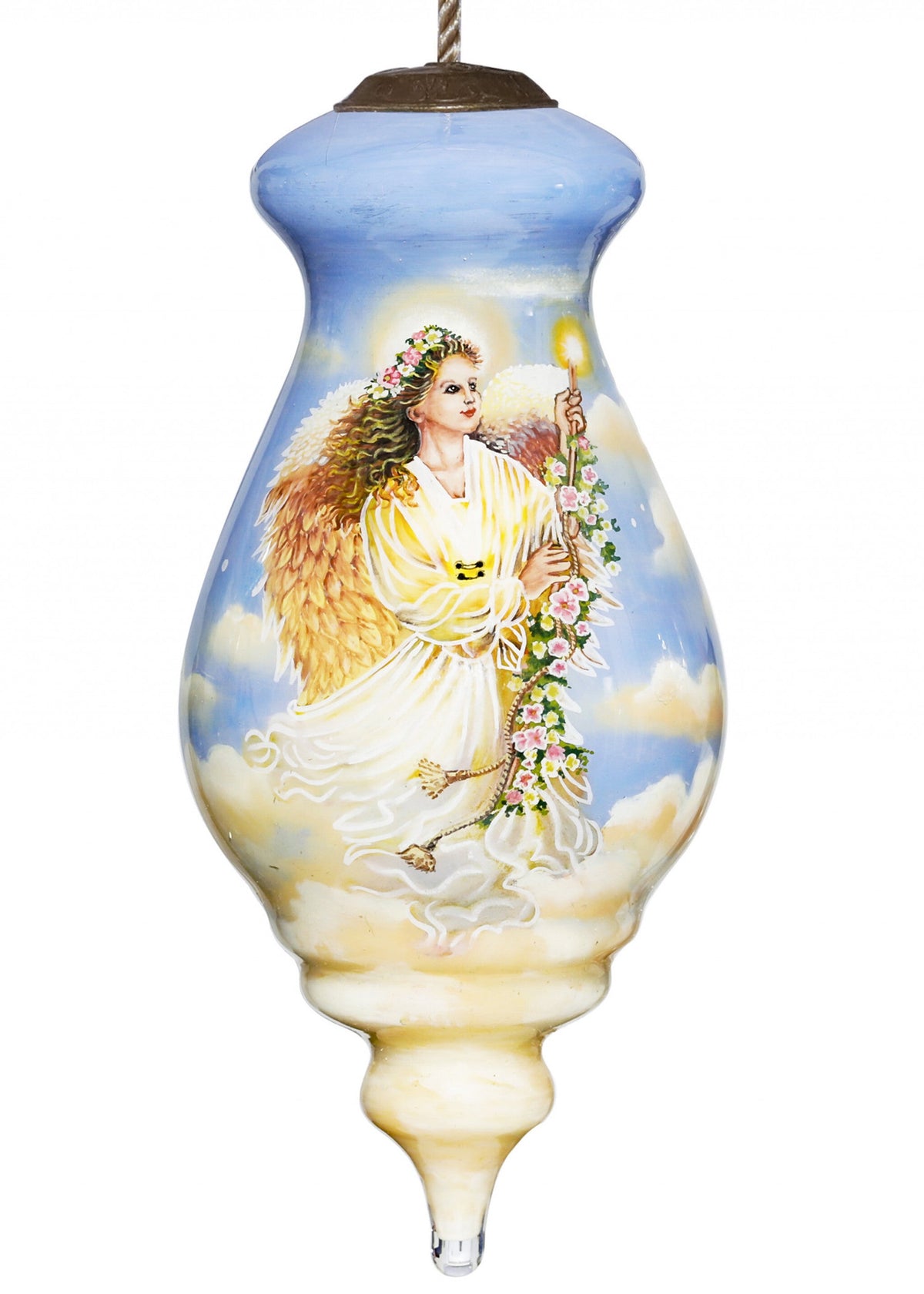 Angel Divine Hand Painted Mouth Blown Glass Ornament W2B