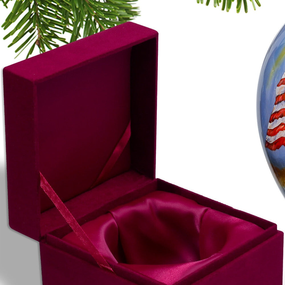 American Flag Angel Hand Painted Mouth Blown Glass Ornament W2B
