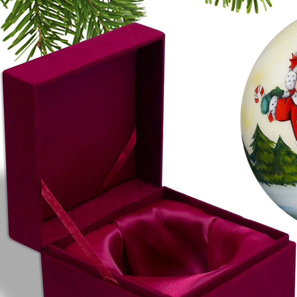 Ice Skating Mr. and Mrs. Santa Hand Painted Mouth Blown Glass Ornament W2B