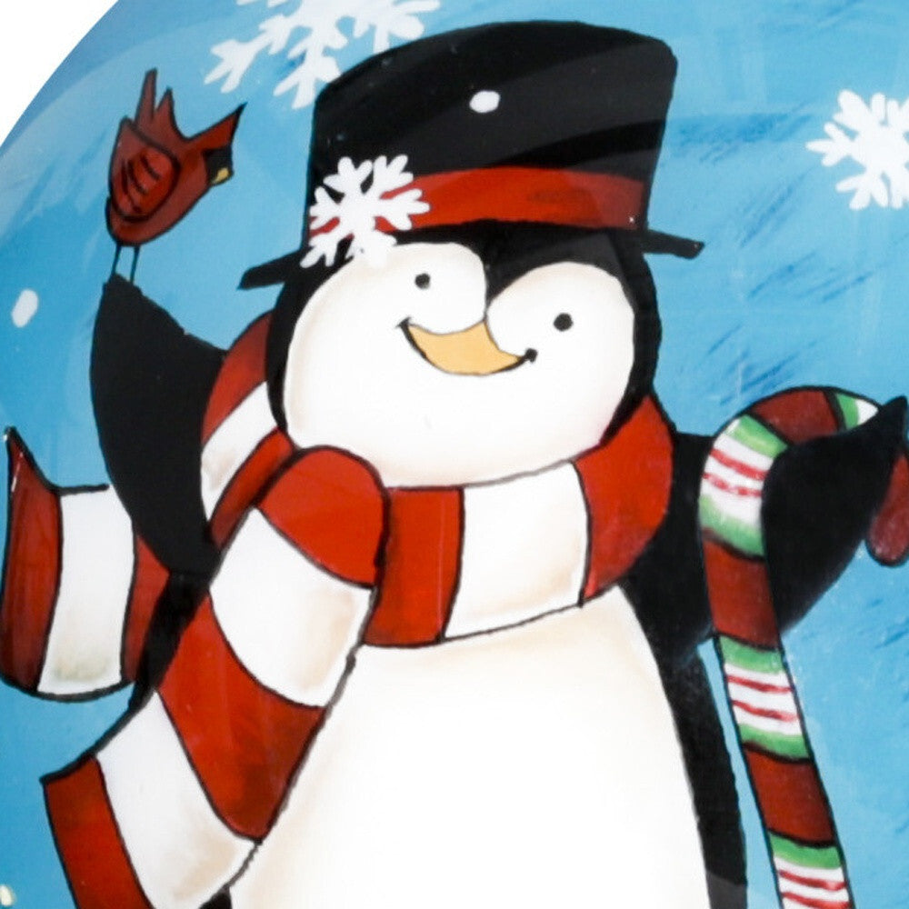 Anywhere with You is Always Better Penguin Hand Painted Mouth Blown Glass Ornament W2B