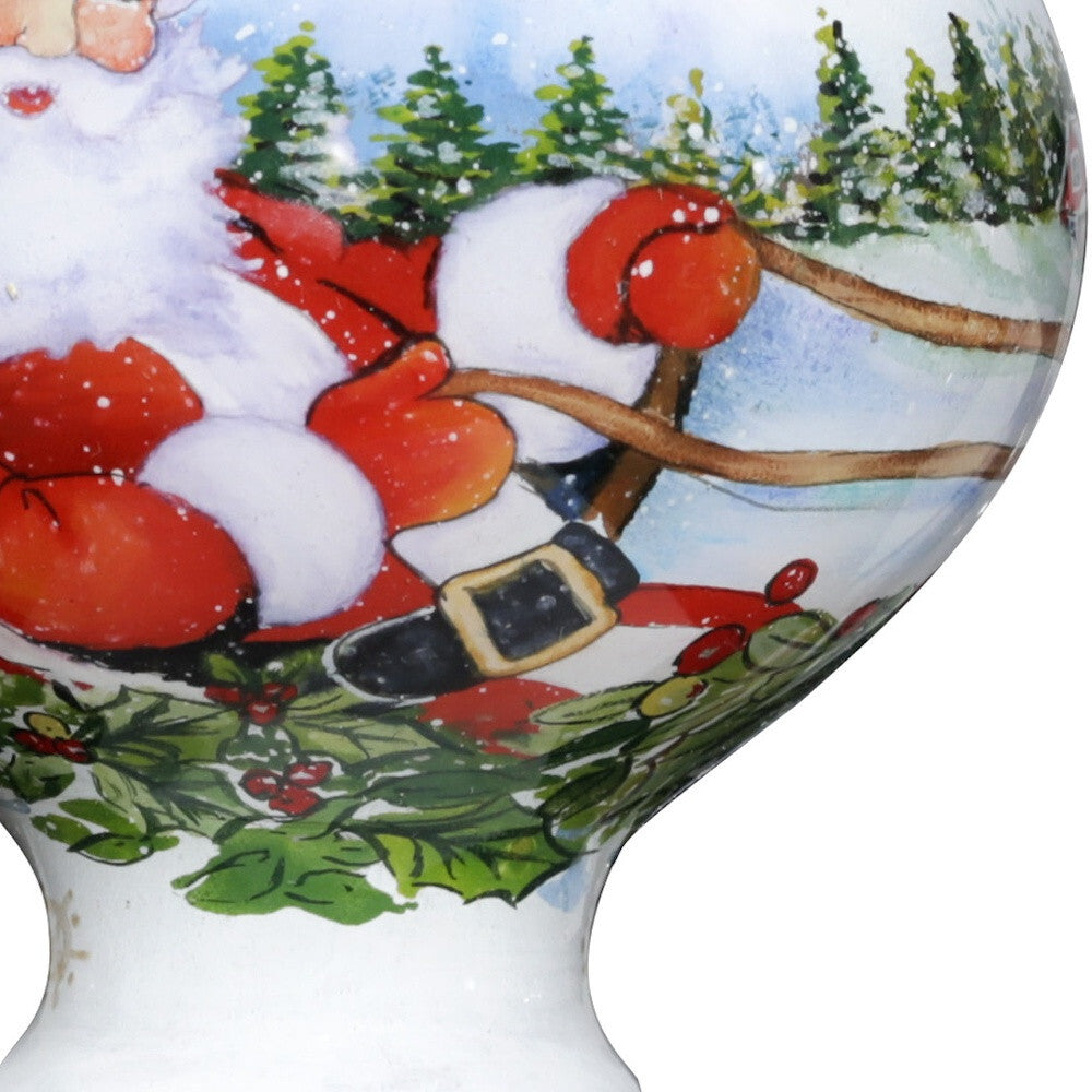 Santa Riding a Sleigh Hand Painted Mouth Blown Glass Ornament W2B