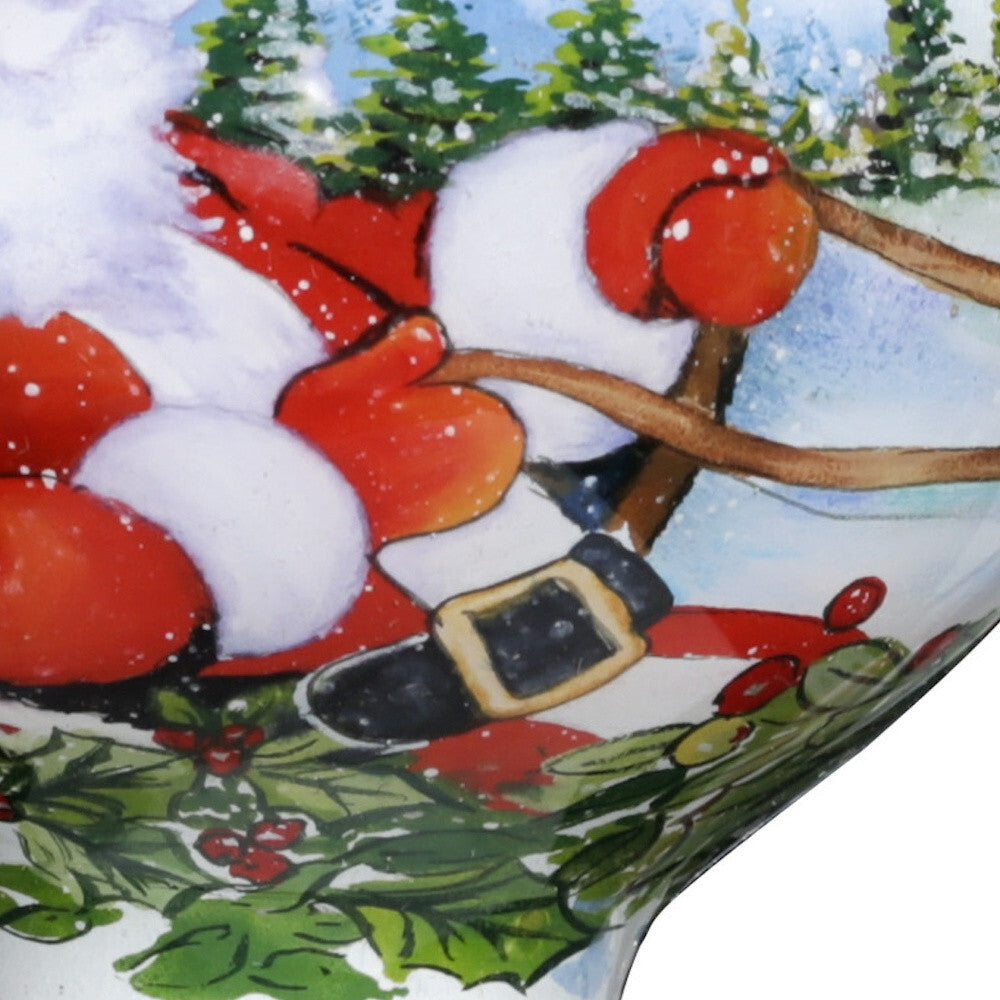 Santa Riding a Sleigh Hand Painted Mouth Blown Glass Ornament W2B