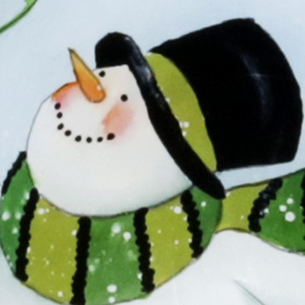 Ice Skating Shamrock Snowman Hand Painted Mouth Blown Glass Ornament W2B