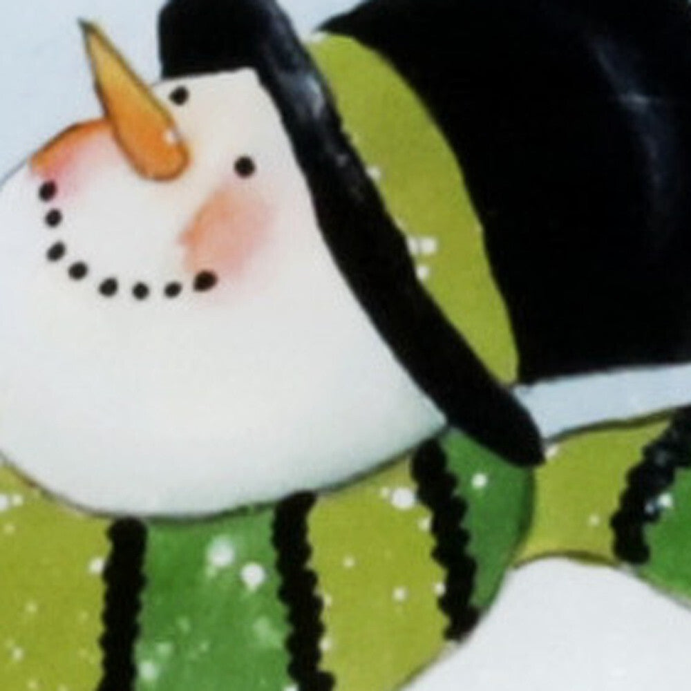 Ice Skating Shamrock Snowman Hand Painted Mouth Blown Glass Ornament W2B