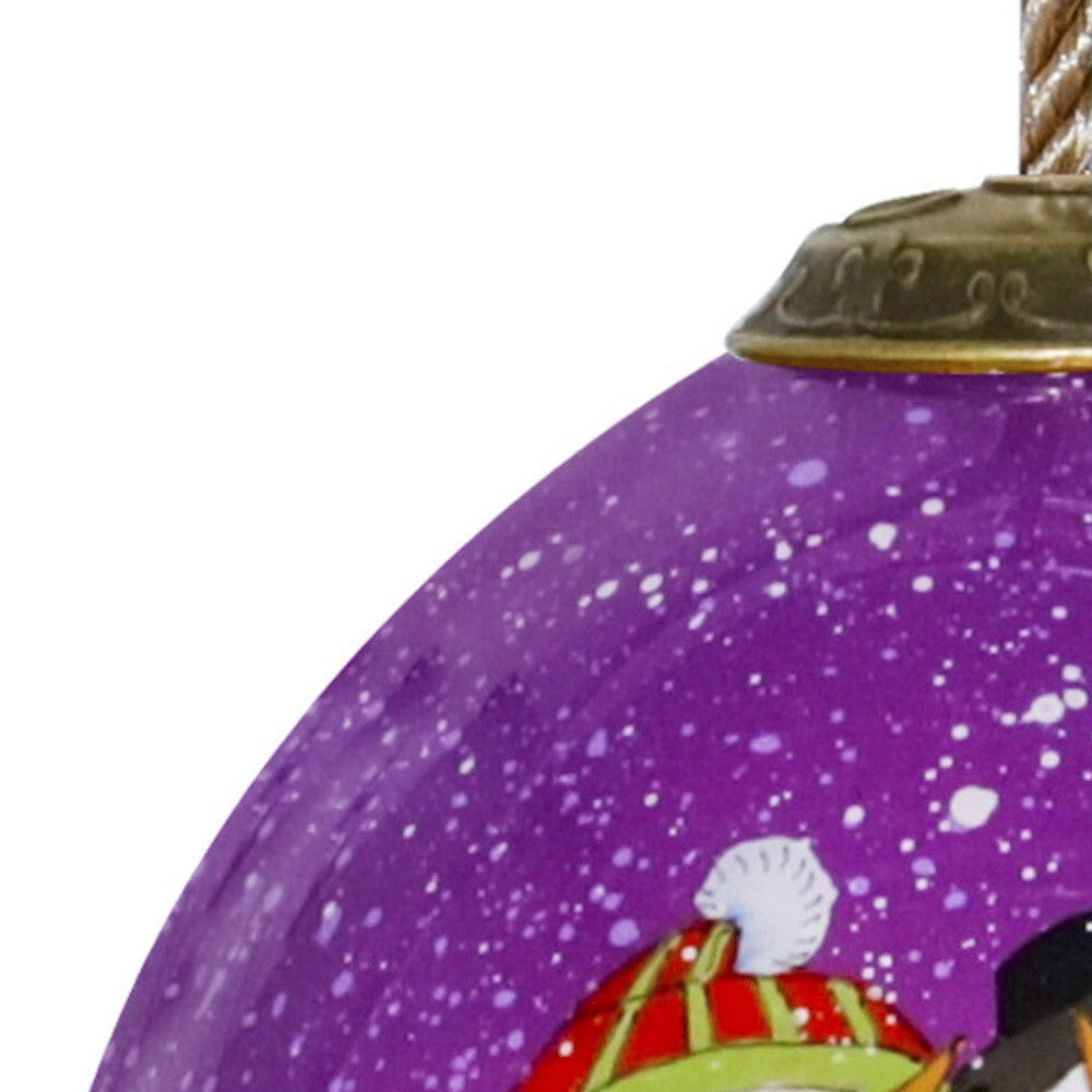 Amore Snowmen Hand Painted Mouth Blown Glass Ornament W2B