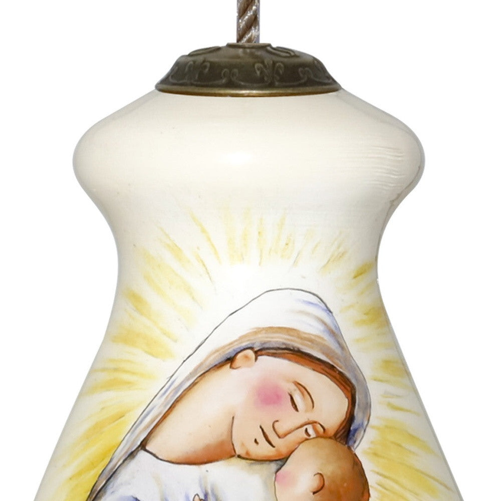 Mother Mary with Baby Hand Painted Mouth Blown Glass Ornament W2B