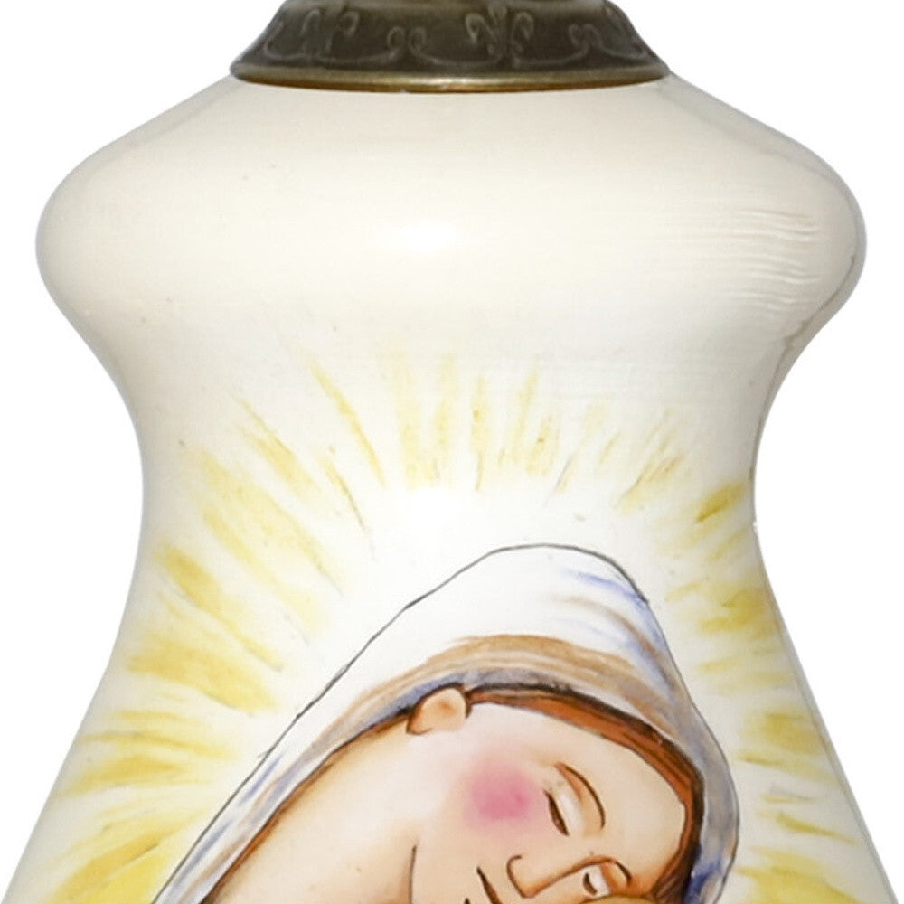 Mother Mary with Baby Hand Painted Mouth Blown Glass Ornament W2B