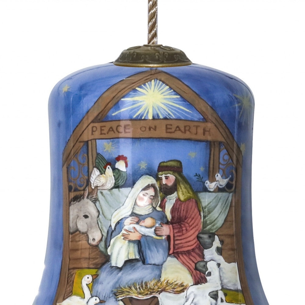 Holy Family Bethlehem Hand Painted Mouth Blown Glass Ornament W2B