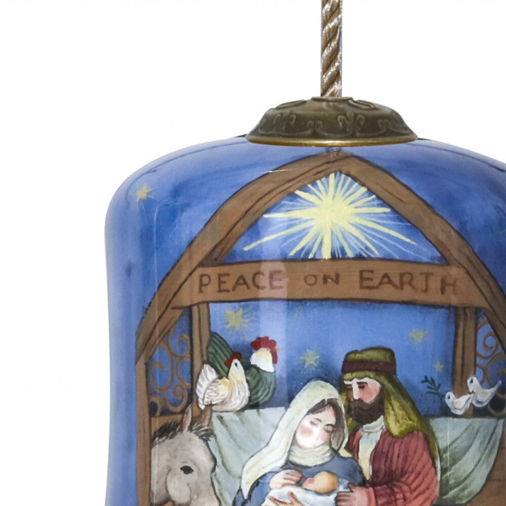 Holy Family Bethlehem Hand Painted Mouth Blown Glass Ornament W2B