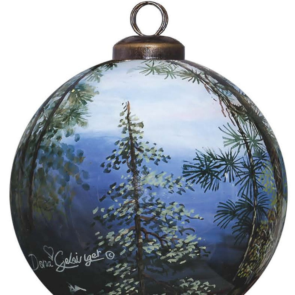 Scenic Life is Better in the Mountains Hand Painted Mouth Blown Glass Ornament W2B