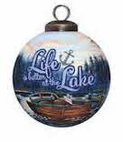 Scenic Life is Better at the Lake Hand Painted Mouth Blown Glass Ornament W2B