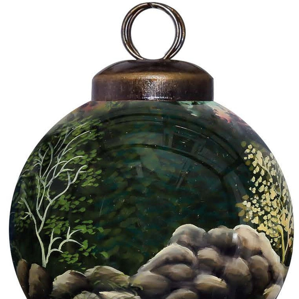 Scenic Life is Better at the Cabin Hand Painted Mouth Blown Glass Ornament W2B