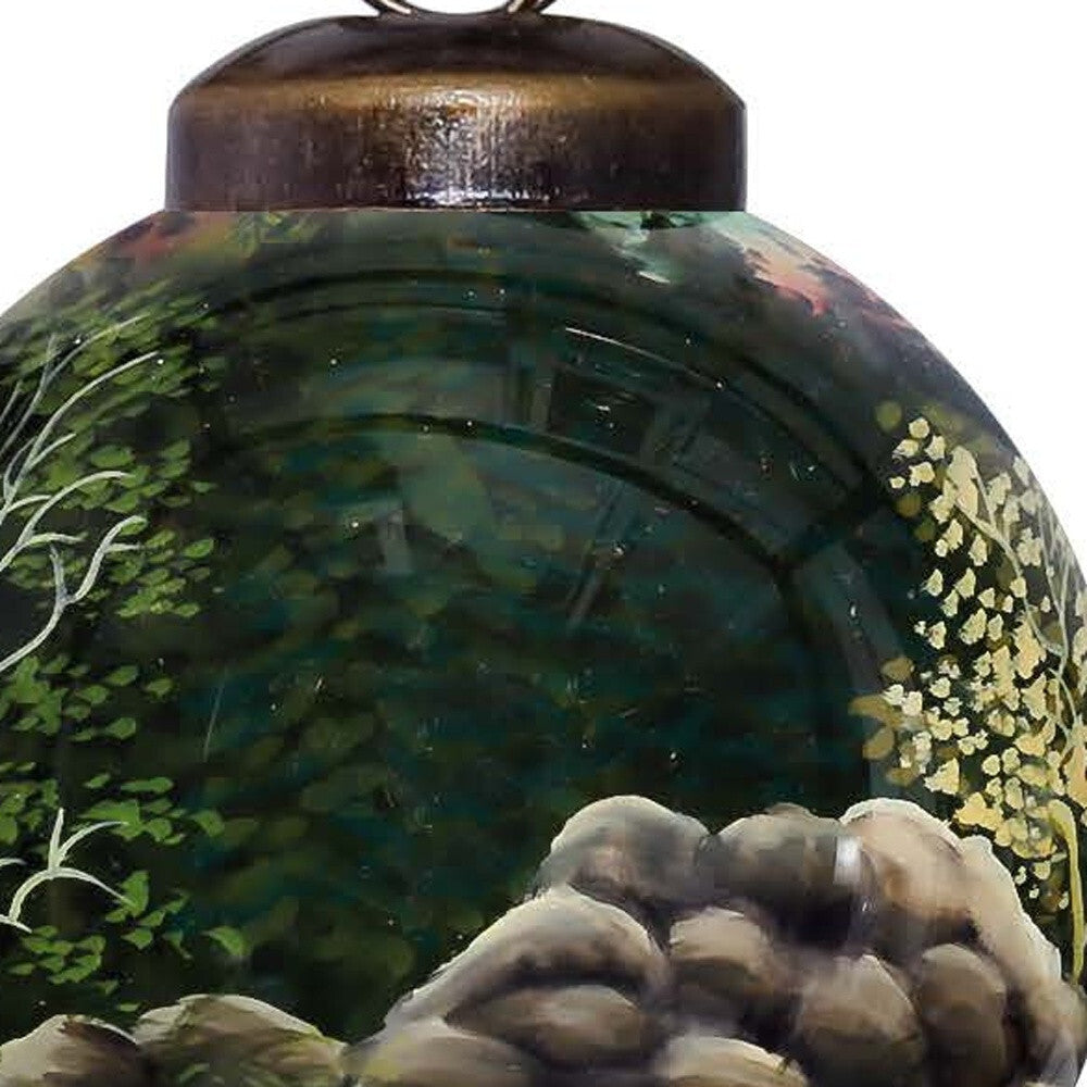 Scenic Life is Better at the Cabin Hand Painted Mouth Blown Glass Ornament W2B