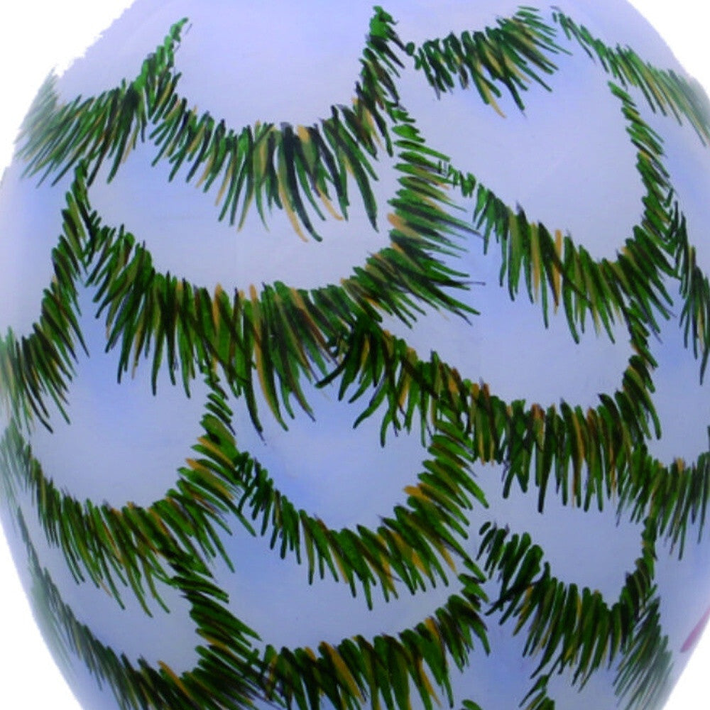 Perched Winter Cardinal Hand Painted Mouth Blown Glass Ornament W2B