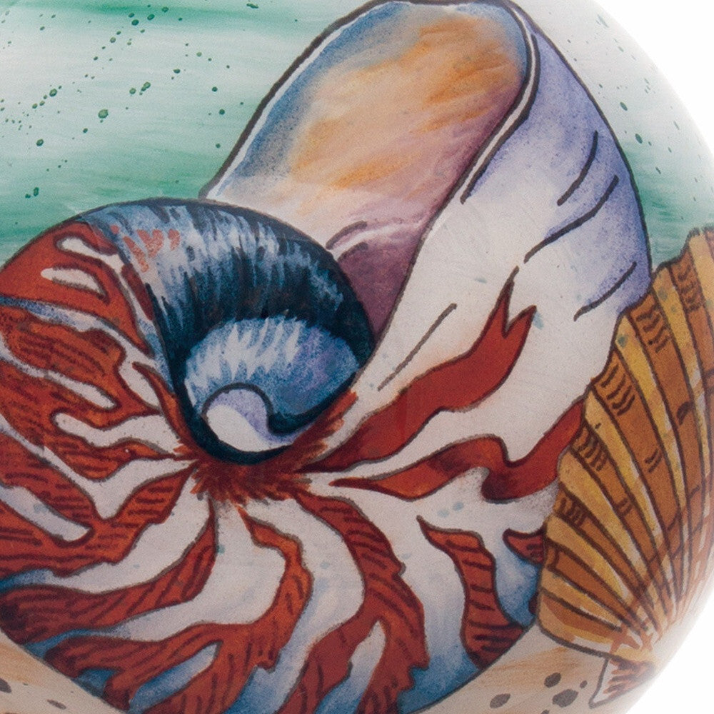 Sea Shell Hand Painted Mouth Blown Glass Ornament W2B
