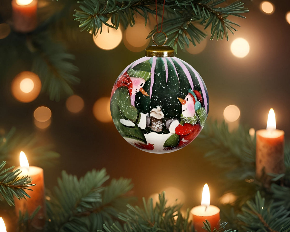 Snowman You Are a Blessing To Me Hand Painted Mouth Blown Glass Ornament W2B